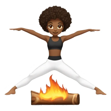 light skin black girl with dark brown chest length curly hair in fire log yoga pose sticker
