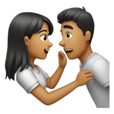 girl slapping a  boy sticker