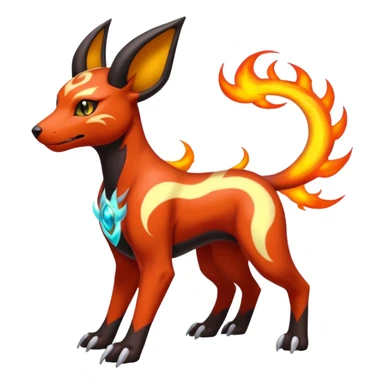 Fiery elemental colorful hot will-o-wispy Houndoom-Torracat-Genesect-Pokémon-Fakémon-hybrid-creature sticker