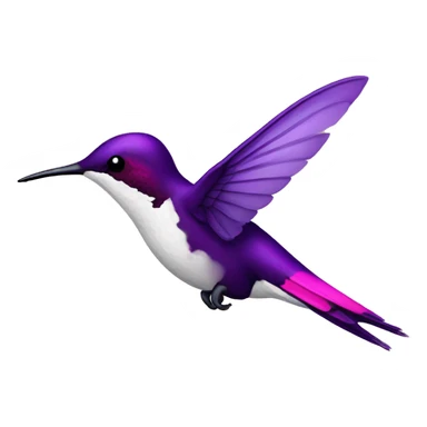 Flying dark purple coloured hummingbird with pink and white accents sticker