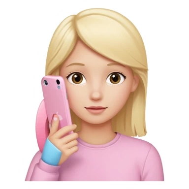 blonde person holding a pastel pink iPhone to their ear sticker