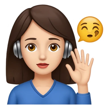 brunette woman with hearing impairment sticker