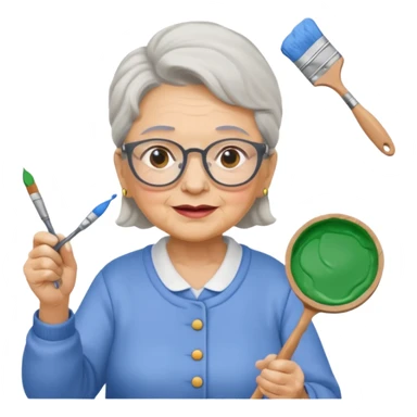 Grandma is painting an house sticker