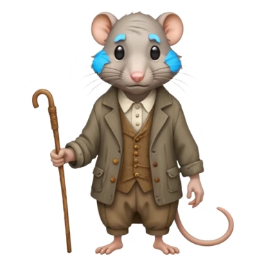 Old rat walking with old clothes and a cane  sticker