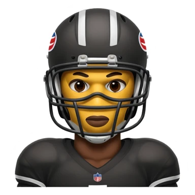 American black football player with a mask which have small holes like a goalkeeper mask sticker