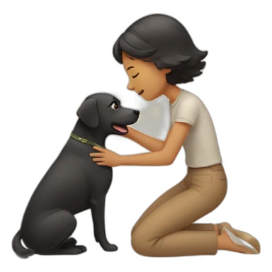 person petting a dog sticker