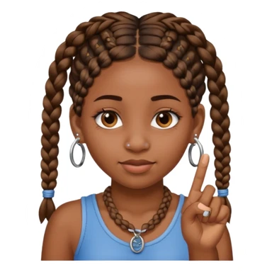 Black girl with nose ring and braids sticking middle finger sticker