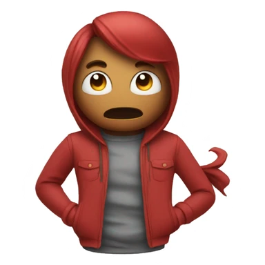 A red amongus character getting blamed as being the imposter sticker