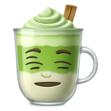 matcha latte in a clear glass cup sticker