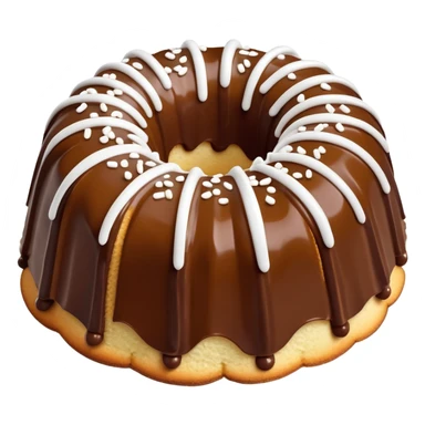 vanilla bundt cake with chocolate frosting and white sprinkles sticker