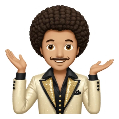 William Powell from The O'Jays with light tan skin, dark brown afro hair, cream sequin outfit sticker