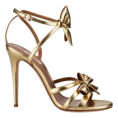 Valentino Garavani
Bowow 95 crystal bow embellished, gold leather metallic leather sandals,  sticker