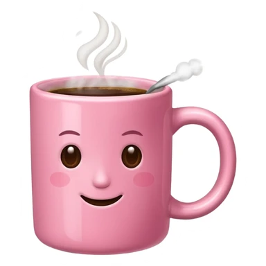 pink mug of steaming coffee sticker