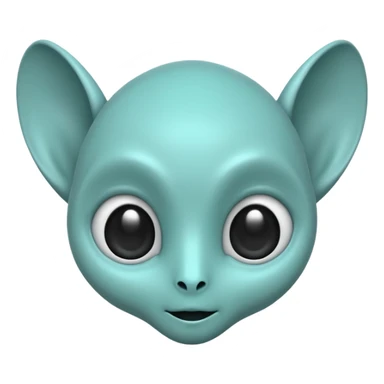 teal alien with two rounded ears and big pure black eyes sticker