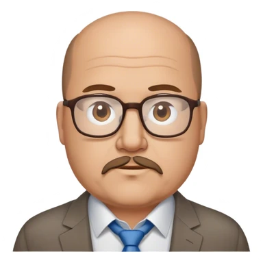 55 year old chubby brown haired balding man business casual with glasses and goatee sticker