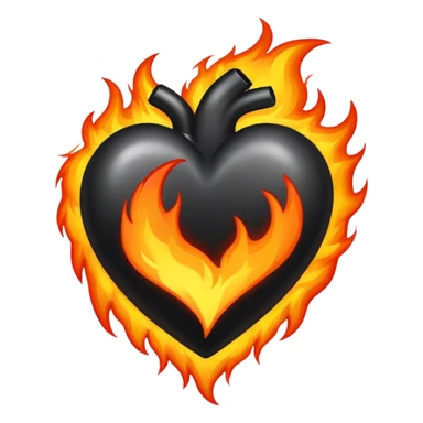 Black heart on fire sticker