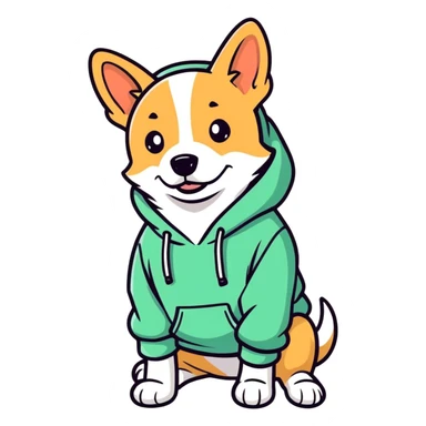 Dog wearing a hoodie sticker
