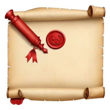 old rolled parchment scroll with wax seal sticker