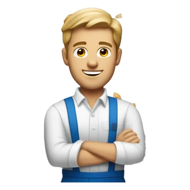 white man working at dominos pizza sticker