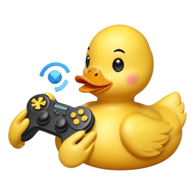 Rubber ducky playing first person shooter game sticker