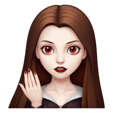 girl with long straight brown hair pale vampire 🧛🏻‍♀️ sticker
