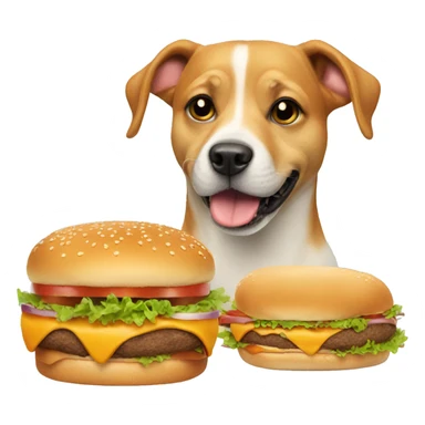 dog having burger sticker
