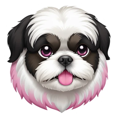 Black and white shih tzu with white dog pink nose sticker