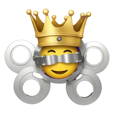 "Design a 'CinemaKing' emoji with a golden crown atop a silver film reel, symbolizing movie royalty. Use rich colors like gold, silver, and a royal purple background for a modern, regal look." sticker