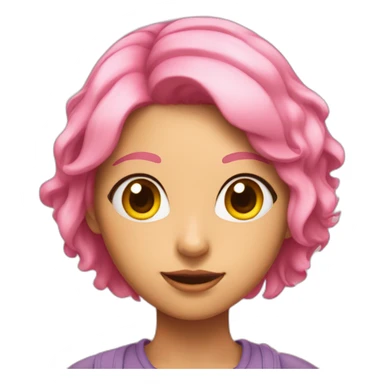 Mina is a teenage girl with pinkish skin, yellow eyes, and short pink hair with yellow antennae. sticker