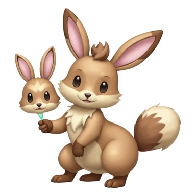 Pastel Shiny Colorful Lopunny-Buneary-Eevee-Furret-Linoone-fusion (full body) sticker