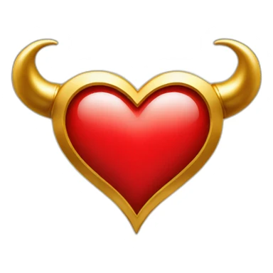 Red heart frame with gold horns sticker