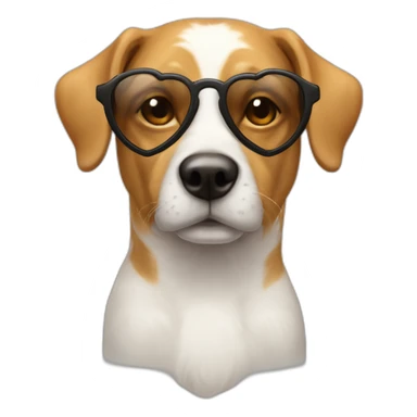 Un chien avec des lunettes de soleil en forme de cœur  sticker