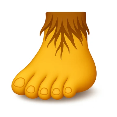 Create a single foot emoji that looks exactly like one of the feet in the reference image. Use classic emoji style with yellow color, matching the same shape and details of the foot in the reference. Add a slight shadow under the foot. sticker
