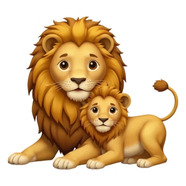 A lion with his cub. sticker