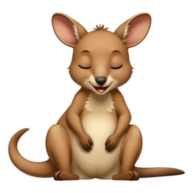 Cinematic Realistic Cute Yawning Kangaroo Portrait Emoji, Head tilted slightly with a dramatic, wide-open yawn, showcasing a soft, textured tawny coat with gently drooping ears and half-closed, drowsy eyes, rendered in exquisite natural detail, high shine, relaxed yet expressive, styled with a dash of rustic charm, soft glowing outline, capturing the essence of a sleepy yet affectionate kangaroo that appears ready to stretch out and settle into a peaceful nap! sticker