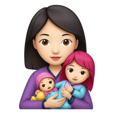 asian woman holding  doll sticker