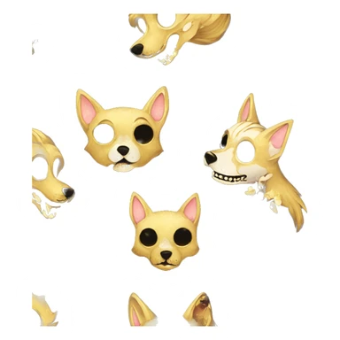 Black iridescent dog fox zombie skeleton gold mechanical nebula galaxy stars flowers fairy lights vintage sticker