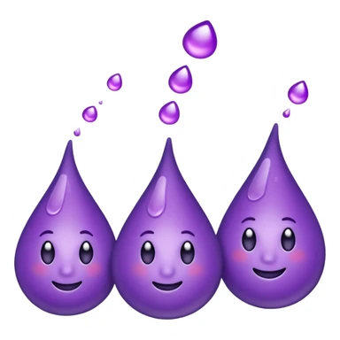 3 purple Drops with kool aids signature color, Juicy , no faces, just like the drops emoji 💦, just singular no extras, spraying left sticker