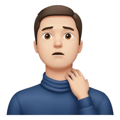 Guy annoyed hands over neck looking up at the sky  sticker