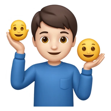 3D imoji of  The little boy who is a magic designer, he is a graphic designer, he should not be holding anything sticker