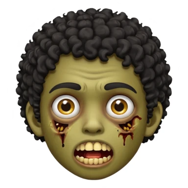 menino com cabelo cacheado preto e olhos marrons, com a boca lembrando a de um zumbi e com grills dourados 🧟 sticker