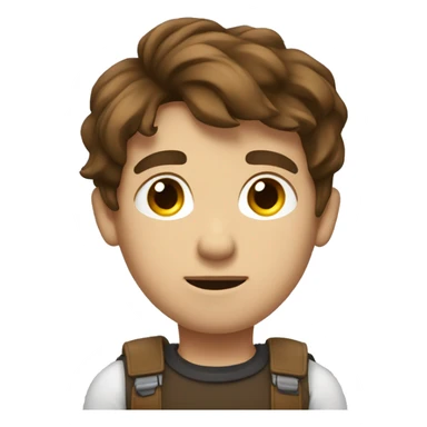 dizzy tech boy with brown hair, arms folded, side profile standing sticker