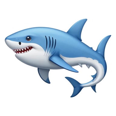 un tiburón con zapatillas azules sticker