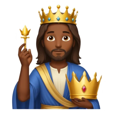 Dark skin Jesus Christ holding a crown in hand sticker