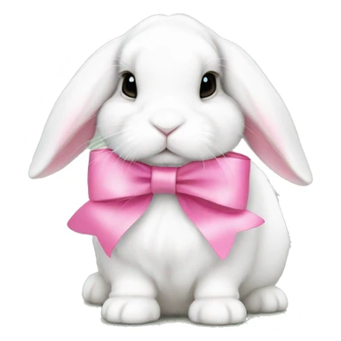 White holland lop bunny with pink bow sticker
