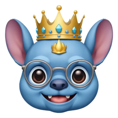 Stitch feliz con gafas y corona sticker