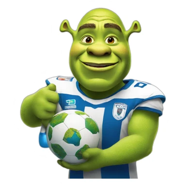 Shrek holding a world cup sticker
