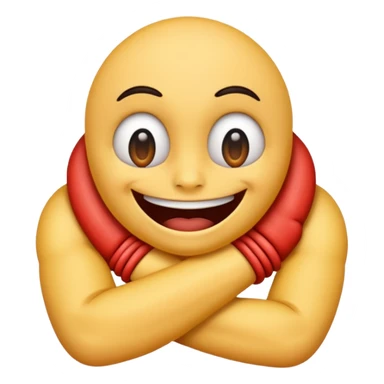 Make a regular emoji with a neck,strangling its self, with a big smile on his face, and bug eyes sticker