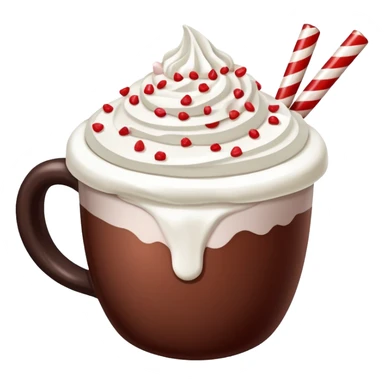 Peppermint hot cocoa with whipped cream and crushed peppermint candy on top sticker
