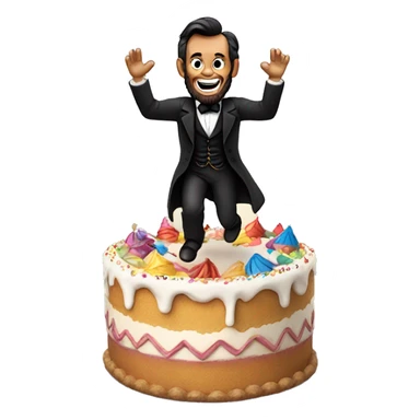 Abraham Lincoln, jumping out of a birthday cake sticker